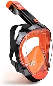 EMSINA Snorkel Mask- Large Air Inlet/Latest Dry Top Breathing System, Fold 180 Degree Panoramic View Full Face Snorkel Mask Anti-Fog Anti-Leak with Camera Mount,Snorkeling Gear for Adults (Orange-L)