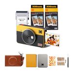 KODAK Mini Shot 2 Retro 4PASS 2-in-1 Instant Camera and Photo Printer (2.1x3.4 inches) + 68 Sheets Bundle (8 Initial Sheets + 60 Sheets Pack), Yellow