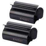 XYKEEY Toothpaste Tube Squeezer - Set of 2 Toothpaste Squeezer Rollers, Metal Toothpaste Tube Wringer Seat Holder Stand (Matt Black)