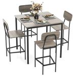 Tangkula Counter Height Dining Table Set, Bar Table and Chairs, Pub Table and Chairs Set of 4, Space-Saving Dinette Set for Breakfast Nook (Grey)