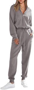 PRETTYGARDEN Women's 2 Piece Sweater Set Pullover Zip Up Sweatshirt Jogger Sweatpants Tracksuit Casual Outfit (Light Grey,Medium)