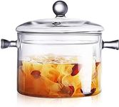 1.5L Glass Saucepan, Clear Heat Resistant Glass Cooking Pot with Lid Sauce Pan for Soup, Milk, Pasta & Baby Food