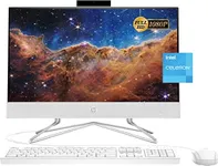 HP 2022 Newest All-in-One Desktop, 21.5" FHD Display, Intel Celeron J4025 Processor, 8GB RAM, 256GB PCIe SSD, Webcam, WiFi, HDMI, RJ-45, Wired Keyboard&Mouse, Windows 11 Home, White