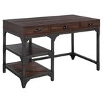 Acme Writing Desk, Wood, Expresso Oak Finish & Antique Black Metal