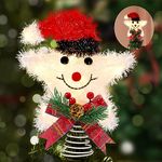 WHOLEV Christmas Tree Topper Snowman Smile Star, 25CM Tree Toppers Star Lighted Battery Powered Tree-Top Star, 20 LED Lights Xmas Tree Ornaments Topper Holder for Christmas Tree Winter Decorations