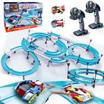 Slot Car Race Track Sets Electric Remote Control Car for Kids Rechargable Magnetic Cars Electric Racing Game with Hand Controllers Circular Overpass Track Gifts Birthday Toys for Boys Kids 6 7 8-12