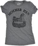 Womens Funny T Shirts Mother Hen Sarcastic Mothers Day Grapic Tee For Ladies (Dark Heather Grey - Mother Hen) - XL