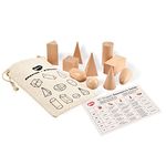 BOHS Geometry Solids Guess Game - 3D Shapes Miniature Set -Wooden Montessori Toys - Pack of 10pcs - Ages 3 and Up