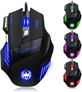 zelotes Mouse Gaming,7200DPI Mouse da Gaming,Mouse Ergonomico,7 Pulsanti Mouse con Filo USB Ottico,Mouse da gioco per PC,Mac,Laptop (Nero)