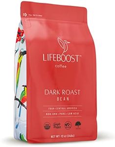 Lifeboost Coffee Dark Organic Coffee Beans - Dark Roast Low Acid Coffee Beans - Single Origin Non-GMO Organic Coffee - Third Party Tested For Mycotoxins & Pesticides - Whole Bean - 12 Ounces