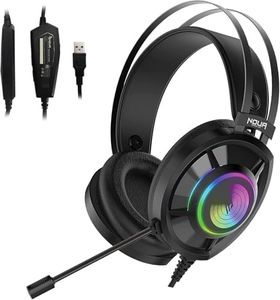 Cuffie Gaming USB Rainbow Over-Ear con Microfono Flessibile Noise Cancelling, Cuffie da Gioco con Controllo Volume, per Computer PC Laptop Tablet Mac