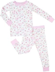 LollyBanks Toddler Pajamas for Girls, Long Sleeve Two-Piece Pajama Set, Lightweight 95% Viscose and 5% Spandex, Soft and Breathable Toddler Sleepers, Snug Fit Baby Pajamas 4T (Swan Print)