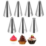 7 Pcs Cake Piping Nozzles Kit, Piping Tips Stainless Steel Piping Nozzles Tips Nozzles for Decoration DIY Icing Tool for Cream Cupcake Cookie Puffs Pastries Birthday Cakes Decorating