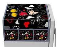 Kuber Industries Disney Mickey Printed Satin Fridge Top Cover with 6 Utility Side Pockets (Black)