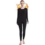 Thermal Underwear Women Long Johns Womens Thermal Underwear Sets Solid Ultra Soft Base Layer Gifts with Box (Black, Large)