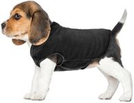 FUAMEY Dog Fleece Vest,Warm Sweatshirt Puppy Stretchy Sweater Pullover Dog Turtleneck Coat Dog Winter Jacket with Leash Hole, Dachshund Sweaters Yorkie Clothes for Small Medium Large Dogs Black XXS