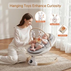 Portable Electric Baby Bouncer Swing – Bluetooth, 5 Speeds, 10 Lullabies, Wood
