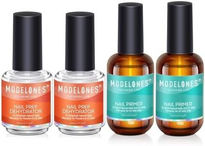 Modelones 4Pcs Nail Dehydrator and Primer, Acid Free Natural Nail Prep Dehydrate & Bond Primer, Bonding Primer for Acrylic Powder Nail Supplies