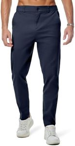 JMIERR Men's Stretch Chino Pants Business Casual Stretch Waist Slim Fit Golf Pants Tapered Cotton Twill Trousers Dress Pants with Pockets, L, Navy Blue