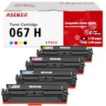 Aseker 067H 067 H Toner Cartridge 4 Color Compatible for Canon MF650 MF653Cdw MF654Cdw MF656Cdw LBP630 LBP632Cdw LBP633Cdw Printers High Capacity 3130 & 2350 Pages (067H BK/C/M/Y)