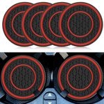 Andibro Car Coasters for Cup Holders, 2.75in Auto Non-Slip Cup Mats, Anti Dust Cup Holder for Car Coaster Dustproof Cup Holder Insert Coaster Universal Interior Decor Car Accessories(Red)