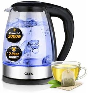 Glen Glass Electric Kettle 1.8L, 2000W, with Auto Shut-off, 360° Rotational Base, Boil Dry Protection, Easy to Clean, Level Gauge, Blue Light, for Tea & Hot Water (9012)