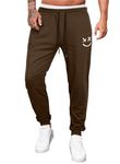 AlvaQ Mens Joggers Casual Cotton Pants Tracksuit Bottoms Men Sweatpants Mens with Loose fit, B-Brown, L