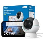 Tapo C840 2K 4MP Dual-Lens Baby Monitor,360° Baby Tracking​ Security Camera, HD Night Vision,AI Detection Indoor Cameras House Security,Sleep Analysis,Alexa,Google Home,Flexible Storage,No Monthly Fee