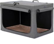 Petsfit Dog Crates for Large Dogs with Thicken Mat, Adjustable Fabric Sleeve, Breathable Mesh Doors, Collapsible Dog Crate 91 cm L x 61 cm W x59 cm H Grey