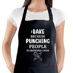 Second Ave Unisex Funny I Bake Instead of Punching People Black Apron BBQ Grill Cooking Kitchen Apron