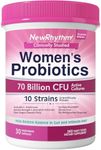 NewRhythm Women's Probiotics, Organic Prebiotics, 70 Billion CFU 10 Strains, Vaginal Probiotics for Urinary & Digestive Health, 30 Vegan Capsules, No Bloating