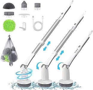 600RPM Electric Spin Scrubber, BIUBLE 2024 New Cordless Cleaning Brush with Adjustable Long Handle, 5 Upgrade Replaceable Brush Heads, Bathroom Shower Cleaning Scrubber for Bathtub Grout Tile Floor