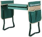 SONGMICS Garden Kneeler and Seat, Gardening Gifts, Folding Gardening Stool, with 6.1'' Wide Kneeling Pad, Green UGGK50L