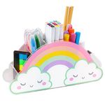 MeCids Pencil Holder for Desk, Acrylic Pen Holder Rainbow Supply Caddy for Home Office Desktop Storage Stationery Supplies Organizer