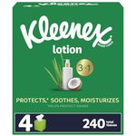 Kleenex Soothing Lotion Facial Tissues with Coconut Oil, Aloe & Vitamin E, 3-Ply, 4 Cube Boxes, 60 Tissues per Box (240 Tissues Total) - Package May Vary