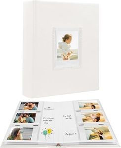 Photo Album for Fujifilm Instax Mini Camera, 180 Pockets Photo Album with Writing Space for Polaroid, Leather Cover, 2x3 Photo Album for Instax Mini 12 11 9 40 8 7 Evo LiPlay Instant Camera (White)