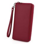 UTO Women Wallet RFID Large Leather Zip Around Card Holder Checkbook Passport Organizer Ladies Travel Clutch with Wristlet CA