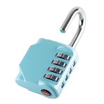 KAWAHA CL11AS Combination Lock, 4 Digit Outdoor Combination Padlock Set Your own Combination for Gym Locker Lock, School, Gates, Doors, Toolbox, Hasps and Storage (Aqua Sky2 *1)