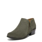 Vionic Women's Felicity Marissa Boot - Supportive Water Repellent Ankle Booties That Include a Concealed Orthotic Insole, Olive Suede, 8