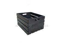UrbanMantra Wood Rugged Décor Storage Box (Black, 18 X 14 X10 Inch)