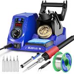 WEP 926LED V1 110W Soldering Iron Station Kit with Lead-free Solder Wire, 5 Soldering Tips, Tip Cleaner, Tweezers, Desoldering Pump with Precision Temperature Control, Sleep Mode, ℉/℃