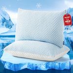 KELTARO Cooling Pillows Queen Size Set of 2 Pack,Firm Pillows Shredded Memory Foam (Adjustable Loft),Supportive for Side Sleepers