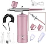 Airbrush Nail with Compressor Portable Air Brush Nail Paint Compressor for Nails Art Cake Painting Craft Airbrush Compressor (Pink Kit)