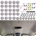 Niteguy 60pcs Car Roof Headliner Repair Button, Auto Roof Snap Rivets Retainer Design for Car Roof Flannelette Fixed, with Installation Tool and Fit Most Cars(Grey Grid)