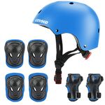 CELOID Kids Helmet Pad Set,Adjustable Kids Skateboard Bike Helmet Knee & Elbow Pads Wrist Guards 8-14yrs Youth Protective Gear Set for Girls Boys Bicycle Bike Roller Skating Scooter Rollerblade Sport