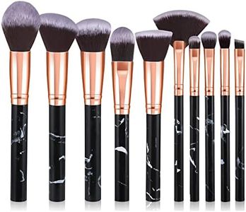 Pennelli Make Up Start Makers 10 Pezzi Set di Pennelli per Trucco in Marmo Set di Pennelli per Ombretto Sfumati in Polvere per Fondotinta Nero