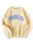 SXV Style Unisex Printed Cool Aesthetic Drop Shoulder Regular Fit Fleece Round Neck Oversized Sweatshirt (Large, Cream)