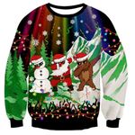 TUONROAD Unisex Funny Snowman Deer Print Long Sleeve Ugly Christmas Sweater Sweatshirt Black L