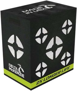 Delta McKenzie Greenline 4-Sided Archery Target - 18"x16"x11" Premium Mo'Foam Block Lasts 2X Longer, Integrated Handles, Made in USA for Compound Bows