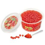 The Inspire Food Company Popping Boba Pearls for Bubble Tea - 450gm | Strawberry | Bursting Pearls Bubble | Real Fruit Juice for Shakes, Smoothie | 100% Vegan & Glutenfree, No Artificial Colors